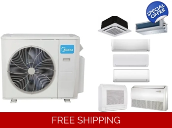 Midea (2-5 Zone) Multi-Split H-Heat Pump (-22°F) E-Star: 22.3 SEER2/12.5 EER/9.6 HSPF (R410a)